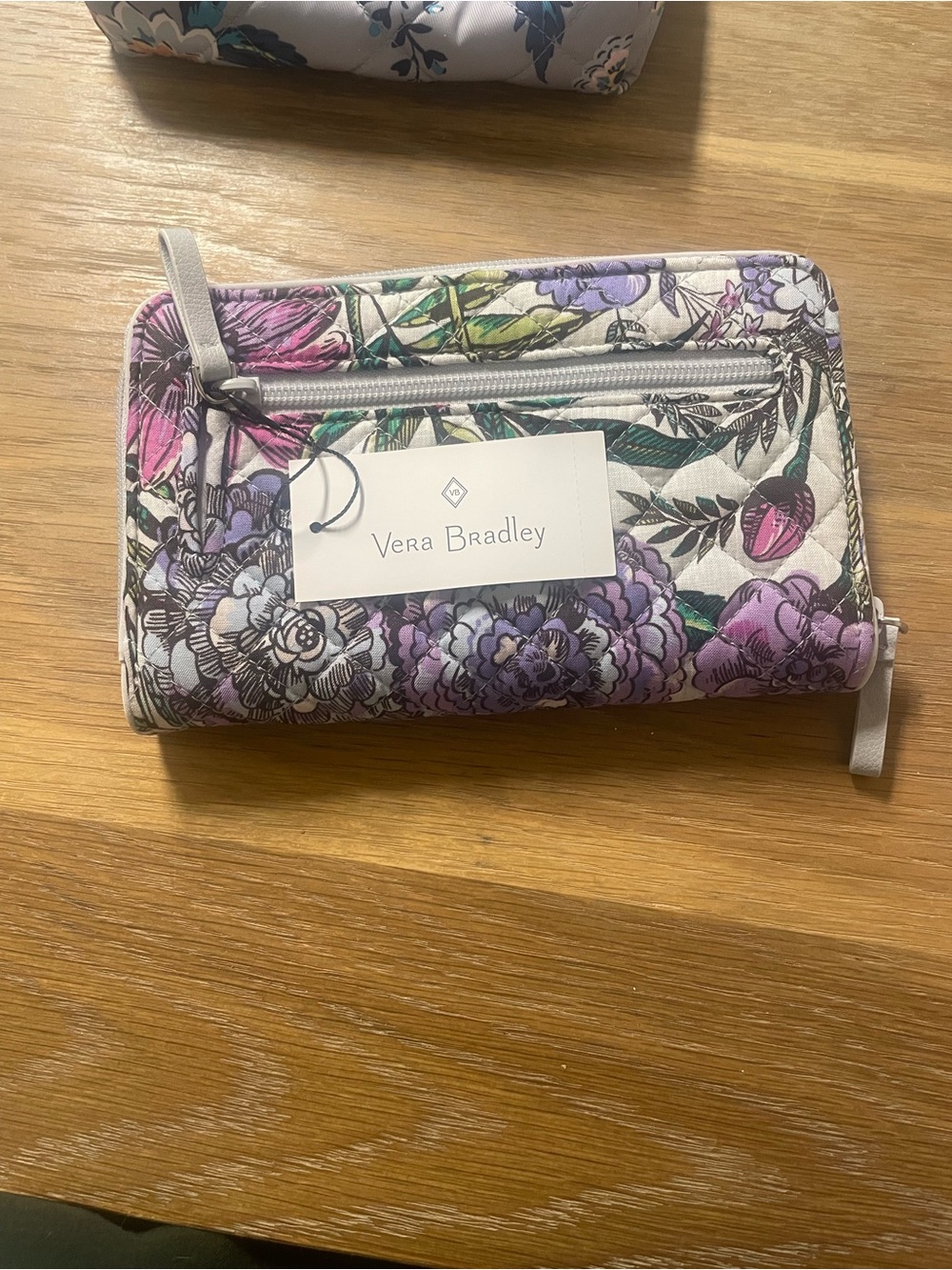 Vera Bradley Quilted Floral Zip Wallet in Purple, Pink and White